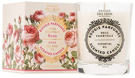 Panier des Sens Rose Candle - Hand-Poured in Provence, France - Long Lasting Scented Candles - up to 55 Hours Burn Time - Rose Scented Candle - 100% Natural Cotton Wick - 6.3 oz
