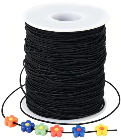 LYTIVAGEN 100mx1mm Elastische Schnur Kordel Schwarz Perlenschnur Armband Gummiband Gummischnur Schwarze Elastische Schmuckfaden Schmuck Nylonfaden Schmuckschnur für Armband, Schmuckherstellung