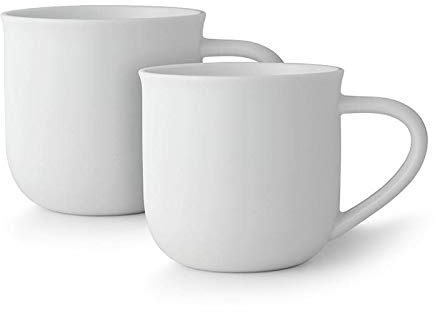Viva Scandinavia Lot de 2 Tasses thé, Tasse à café en Porcelaine avec poignée Isolante, Robuste, 350 ML, Blanc