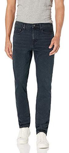 Amazon Essentials Jean à Coupe Ajustée – Droit, Extensible et Confortable - Couleurs abandonnées Homme, Noir Bleu Vintage, 32W / 32L