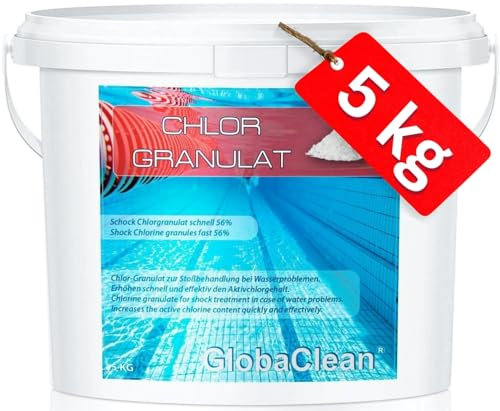 GlobaClean 5 kg Chlorgranulat für Pool mit 56% Aktivchlorgehalt - Sichere und schnelle Desinfektion für Poolwasser - Schnelllöslich und leicht anzuwenden