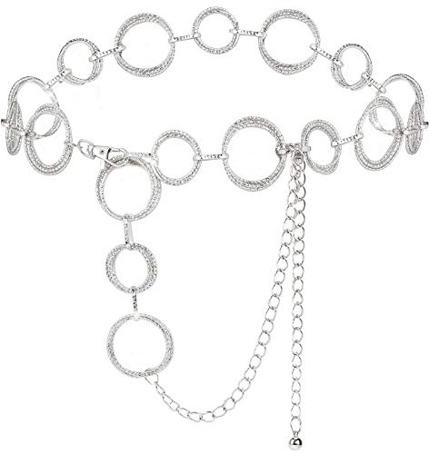 YooAi O-Ring Kettengürtel Taille Gürtel Glieder Für Frauen Metall Link Kette Geschenk Silber 105cm