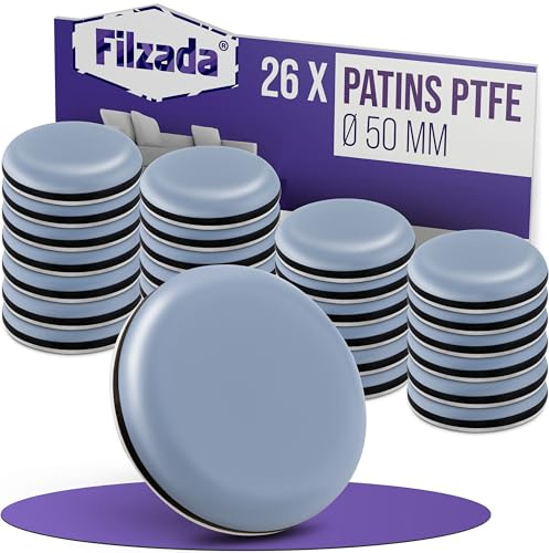 Filzada® 26x Almohadillas de Teflón para Muebles Autoadhesivo - Ø 50 mm