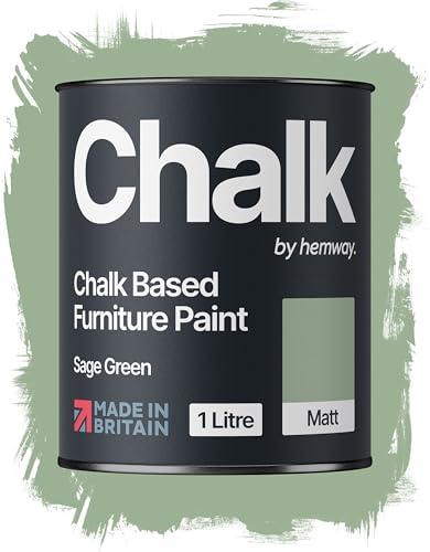 Hemway Chalk Based Furniture Paint, Sage Green 1L, Matt Finish Shabby Chic, Chalk Paint Furniture & Walls, Quick Dry & 1 Coat