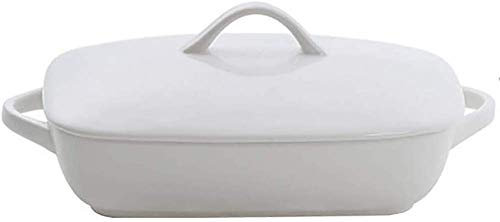 YZJSSL Pirofila Rettangolare in Ceramica, pirofila in Terracotta per Lasagne, Quiche o tiramisù, teglia per Lasagne,-White