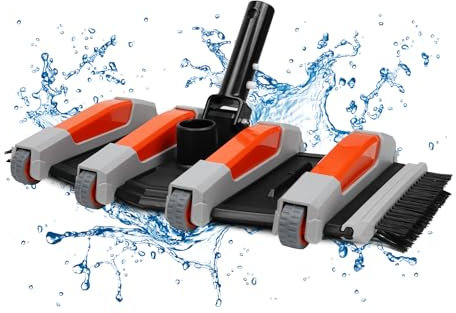 TidyMister Heavy Duty Pool Vacuum Head with Side Brush & Wheels for Vinyl Liner Professional Weighted Swimming Pool Vac Cleaner Heads for Inground & Above Ground Pool