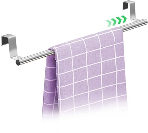 LANANUVO Handtuchhalter für Küche Ohne Bohren, Geschirrtuchhalter zum Einhängen, Tür Ausziehbar 25-40CM, Edelstahl, für Schubladen und Schranktüren