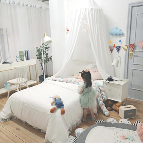Odot Baldacchino per Letto Bambina, Monocromo Letto Baldacchino Culla Ereditiera, Tenda Colori Solidi Contro le Punture di Zanzara per Lettino, Culla, Decorazione (65cm,bianco)