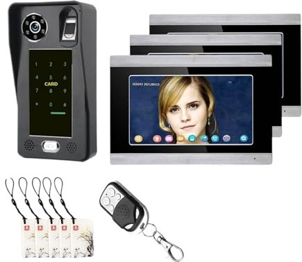 Sonnette visuelle Visiophone Sans Fil Avec Écran De 7 Pouces, Wi-fi, Carte IC À Empreintes Digitales, Sonnette, Système D'interphone Avec Caméra Filaire HD 1080P Pour la sécurité à domicile(Color:SY71