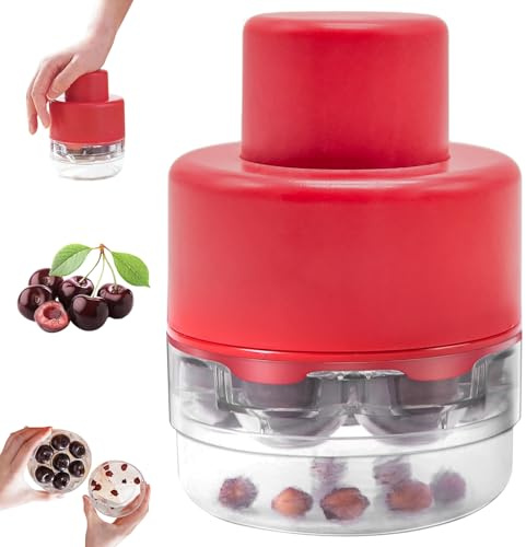 Cherry Pitter - 7-In-1 Cherry Seed Remover Cherry Pitter Tool Push Type Cherry Corer Multiple, Kitchen Cherry Jam (Red)