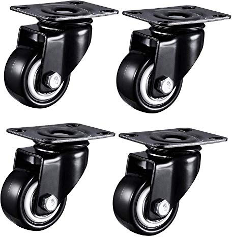 MUCSAH Roulettes À Plaques Roulettes 4X Heavy Duty 2 Pouces Roulettes de Transport Industriel Roulettes de Pied Avec Plaque de Fixation de Frein Universel Rotatif Chariot Silencieux Plancher de Bois F