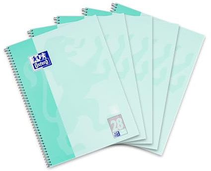 Oxford Collegeblock A4 kariert, 80 Blatt, gelocht, mint, 5 Stück