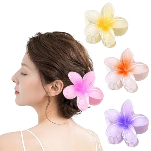WUBAYI 6 pinzas para el pelo de flores, pinzas antideslizantes de sujeción fuerte hawaiana para cabello de grosor medio para mujeres y niñas (#002 4 piezas)