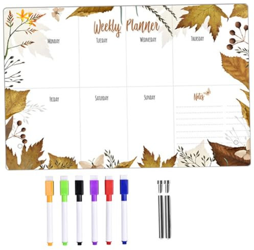 Tofficu 1satz Desk Whiteboard Mit Blattmuster Wiederverwendbare Abwischbare Schreibtafel Für Notizen Planung Und Kreative Projekte Für Zuhause Und Büro Teiliges Mit Stiften Und