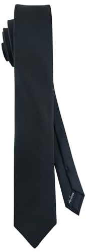 TigerTie - schmale Herren Designer Krawatte in schwarz matt, fein und dezent, einfarbig, schmale 6 cm Breite, ideal für Beerdigungen als auch für Geschäftstermine, festliche Anlässe und Freizeit
