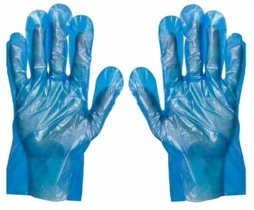 2you Pack of 600 Disposable PE Gloves Polyethylene Multi Purpose Work Safety Food Catering Cleaning Salon - One Size Fits All Gloves (Blue)