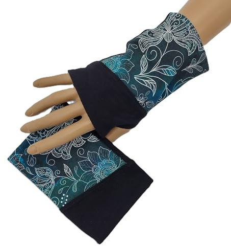Pulswärmer, kurze Handstulpen Blumen, 95% Baumwolle, 5% Elasthan
