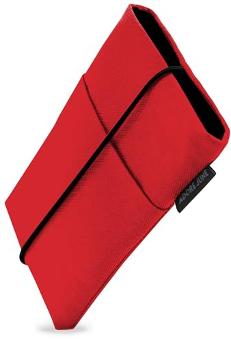 Adore June Handytasche Serie Bene, Größe L (6,7-7,0 Zoll), Rot | Kompatibel mit iPhone 17 Pro Max, iPhone 16 Pro Max, 16 Plus, Galaxy S26 Ultra, Pixel 10 Pro XL, Gummi-Verschluss