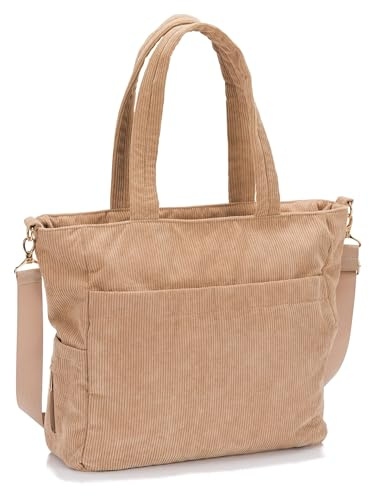 Fillikid Wickeltasche Cord Exclusiv, Mom Bag | Inkl. Wickelauflage, Thermotasche, viele Fächer, Schultergurt & Haken für Kinderwagen, ab Geburt