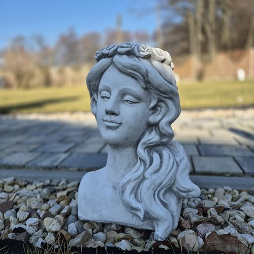 FABRIQ Vaso per piante da donna, 36 cm, fioriera e statuetta da giardino, 16,5 kg, decorazione decorativa in pietra, resistente alle intemperie e al gelo