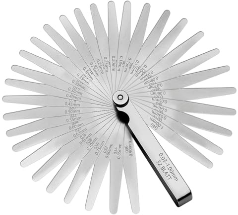 Zeeorymn Outil de Mesure de Marquage de 32 Feuilles, Fauge D'épaisseur en Acier de 0,03 à 1,00 mm, Jauge D'épaisseur en Acier Inoxydable pour Mesurer la Largeur ou L'épaisseur de L'espace