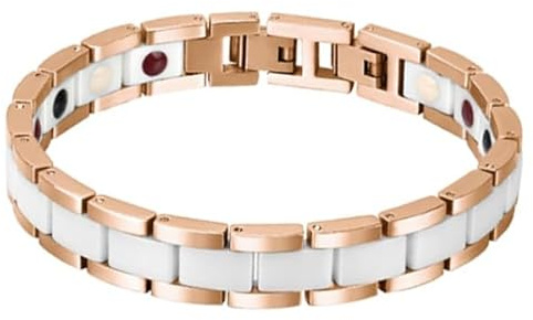 Mendes Keramik herrarmband magnetisk kraft rosa vit
