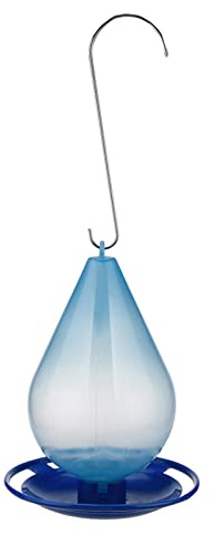 Riuulity Tröpfchen-Vogeltränke, Transparent, Regentropfen-Design, Zum Aufhängen, Wasserspender für Wildvögel, für den Garten, Kunststoff, Blau, 22,5 X 16 X 16 cm