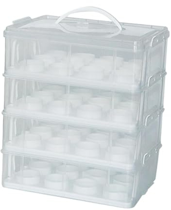 Zanthicia Cupcake Carrier Cupcake Holders Transport 4 Tier Box Streaming Muffins And Pastry Safety With Convenient Handle Carrier Containers Holder