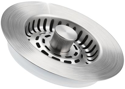 Hibbent Kitchen Sink Plug, Upgraded 3-in-1 Kitchen Sink Strainer and Stopper Combo, 304 SUS Stainless Steel Strainer, Anti-Clogging, Odor-Proof - Sink Depth ≥ 28mm