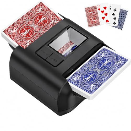 OUFUYU Mélangeur de Cartes Automatique 1-2 Jeux Mode Auto/Manuel USB-C | Rechargeable Portable Mélange Silencieux Rapide pour Poker Rommé Texas Hold'em Bridge Soirées jeux , Voyages, Camping Noir