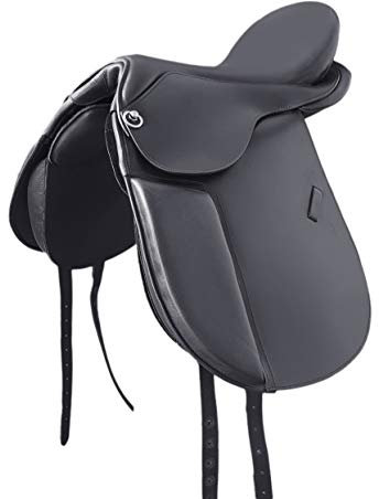 A&M Reitsport Baumloser Dressur Sattel 'Bristol' aus Büffelleder Schwarz, Mit Klettkissen, Größe:17 Zoll