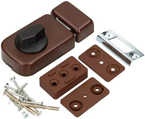 KOTARBAU® Serratura 60 mm supplementare Marrone serratura a cassetta serratura per porte serratura supplementare senza cilindro chiusura aggiuntiva catenaccio nottola