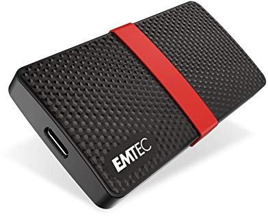 EMTEC - Disque SSD Externe Portable - 3.2 Gen1 - Collection X200 Power Plus - 3D NAND - 512 Go - Ultra-Performant - Format Poche - Coque Plastique 100% Recyclé