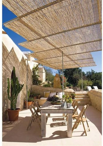 Jardin202 - Cerramiento Natural Bambú Fino de ocultación | Caña de Bambú para cerramiento de Jardín | Rollo: 1 x 5 Metros -