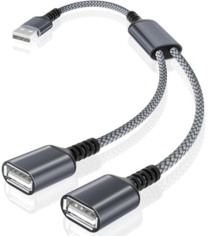 Basesailor USB Splitter Y Kabel 1M,USBA 1 Stecker zu 2 Buchse Port Adapter | Doppel USB Port Verlängerungsverteiler, 2-Fach Dock Hub für Mac Pro/Mini,Auto,Xbox One Series X S,PS4,PS5,Laptop,Macbook