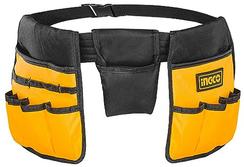 INGCO Ceinture à outils Étanche, 14 Poches, Ceinture Porte Outils avec Boucle à Dégagement Rapide, Charge maximale de 10KG, Pour Electricien, Charpentier, Construction HTBP02031