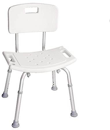 Akriva höhenverstellbarer Duschsitz - rutschfest, stabil und komfortabel - Leichter Badhocker - Duschhocker für Dusche (Mit Rückenlehne)