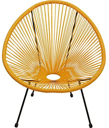 Kare Design Sessel Acapulco, Orange, Indoor und Outdoor Stuhl im Retro-Design, Gartenstuhl, Relaxsessel für Balkon, Garten, Terrasse, Schwarzes Stahlgestell, 85x73x78 cm (HxBxT)