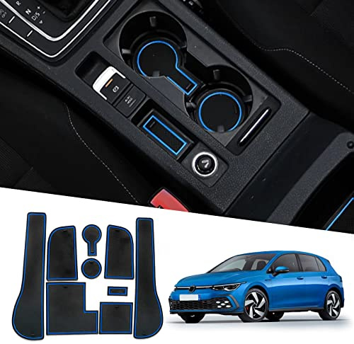 Ruiya Kompatibel mit VW Golf 7 7.5 R GTD GTI GTE 2014-2020 Auto Gummimatten Türschlitzmatte, Golf 7 Antirutschmatten Armlehne Getränkehalter Matte Mittelkonsole Rutschmatten Türnaht rutschfeste Matte