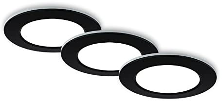 BRILONER - Juego de 3 Lámparas LED Empotradas En El Techo, Lámparas Empotradas CCT, Foco LED Empotrado En El Baño, Foco Empotrado En El Baño IP44, Negro, 92x45 (Dxh)