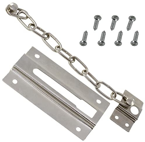 AERZETIX - C59628 - Chaîne de sécurité 90 mm - verrou entrebâilleur à chaînette pour porte - couleur argent - targette antivol mécanisme de protection serrure - en acier