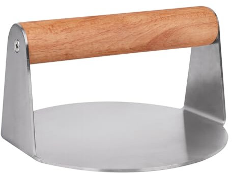 Mallez Prensa para Hamburguesas, 5.5 Pulgadas de 304 Acero Inoxidable Prensa Redonda Profesional para Parrilla Plana Plancha Grill Cocción, Bistec, Paninis, Pan Plano, Barbacoa, Sándwich