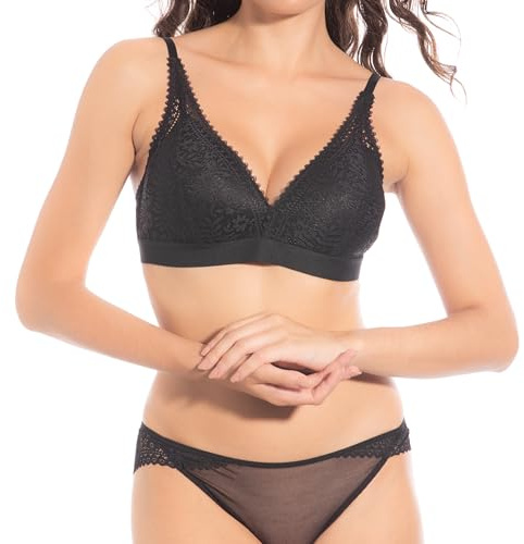 Selene, Sujetador de Encaje para Mujer con Escote en V, Sin Aros, con Copas Preformadas, Colección Marcela
