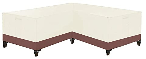 Housse Canapé d'angle de Jardin Imperméable L Anti Housse pour Canapé de Jardin 420D Tissu Oxford Extérieur (215 * 215 * 87cm,Beige + café)