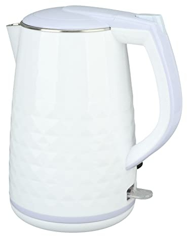 Bollitore per Acqua, Spegnimento Automatico Bollitore Elettrico per Uso Alimentare Acciaio Inossidabile Bollire Protezione a Secco 2L Spina UE 220V con Base per la Casa (Bianco)