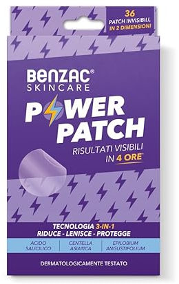 Benzac Skincare Power Patch, Anti Acne e Brufoli, Risultati Visibili in 4 Ore, Riduce e Lenisce L’aspetto dell’Imperfezione con Acido Salicidico e Centella Asiatica