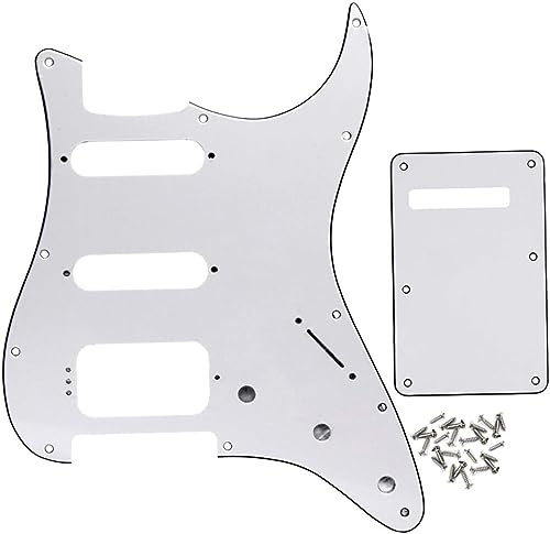 3-lagiges Schlagbrett-Set mit 11 Löchern, runde Ecken, ST HSS Pickguard-Rückplatte, Set mit Schlagbrett-Schrauben, kompatibel mit USA/mexikanischen Stratocaster, Montage offener Tonabnehmer (3-lagig