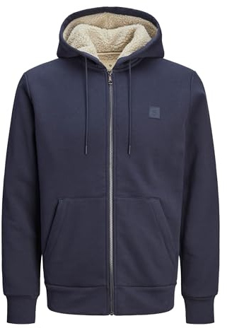 JACK&JONES PLUS Jprblumason Teddy Sweat zippé Veste de Sweatshirt, Bleu Nuit, 3XL Homme