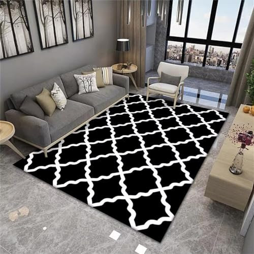 RUGMRZ Teppich Auslegware Nach Mass Schwarzer und weißer quadratisches Muster Moderne Heimdekoration Rechteck kann angepasst Werden Für Schlafzimmer 200X300CM