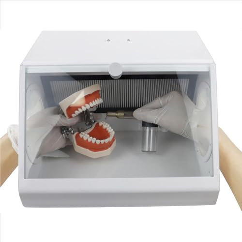 NGARY Dentallabor-Staubbox, Sandstrahl-Schutz-Staubsammler Mit Filtergerät Und Doppeltem Absaugsystem, Reduziert Staubschäden Für Ärzte, Für Sandstrahl-Läpp-Gravierarbeiten